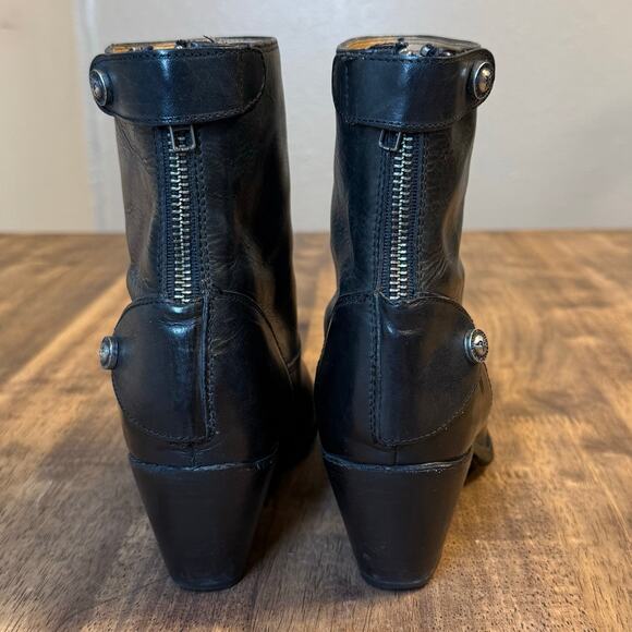 Frye Women’s Jackie Botton Leather Zip-Closure Healed Bootie Boots BLK Size 6.5B - Picture 6 of 13